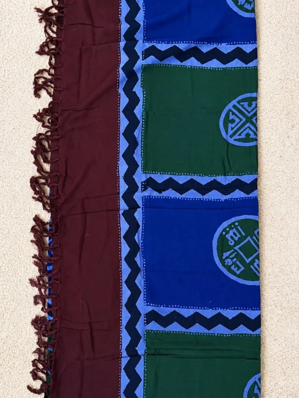 Large Multicolor Geometric Fringe Scarf Wrap